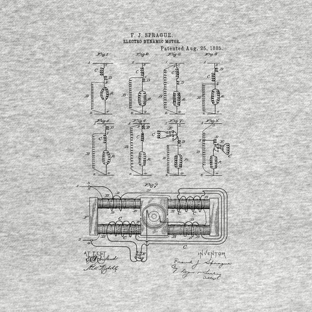 Electric Dynamic Motor Vintage Patent Hand Drawing by TheYoungDesigns